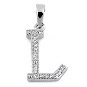 Sterling Silver Letter L CZ Initial Pendant